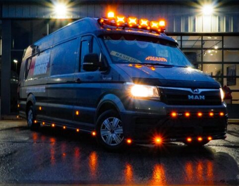Emergency response van conversion with LED beacon lighting