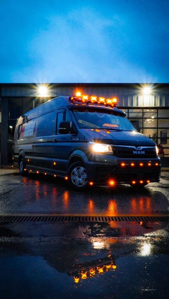 Emergency response van conversion with LED beacon lighting