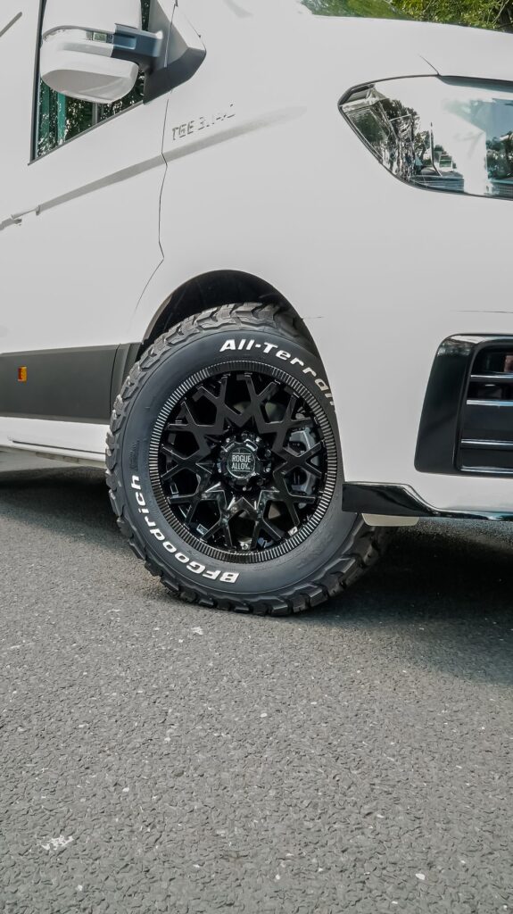 All terrain tyre and alloy wheel upgrade on a MAN TGE