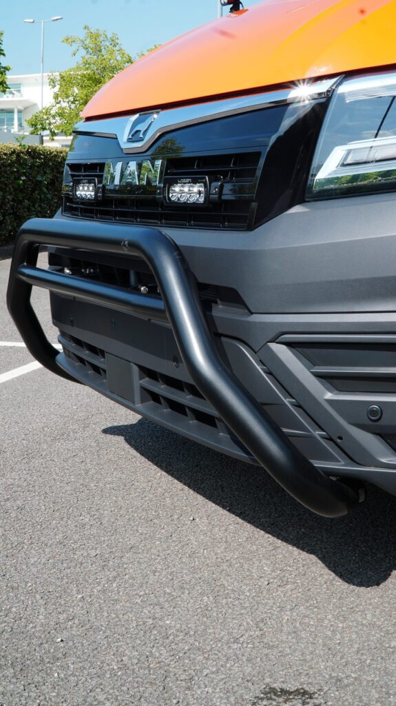 Front bull bar and light bar fitted to a MAN TGE