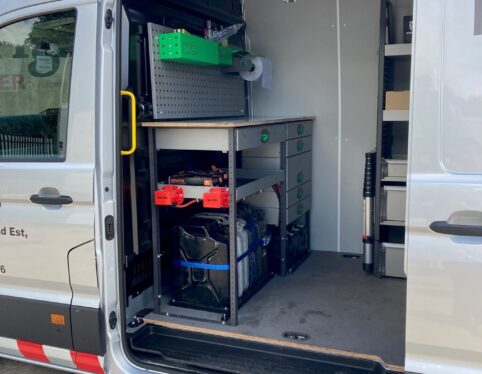 Mobile workshop van fit out with storage and equipment
