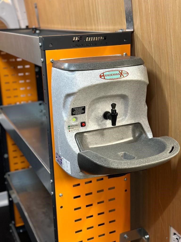 Welfare van conversion with hot water hand wash unit